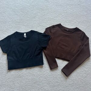 Aerie Black and Brown Croptops Set of Two